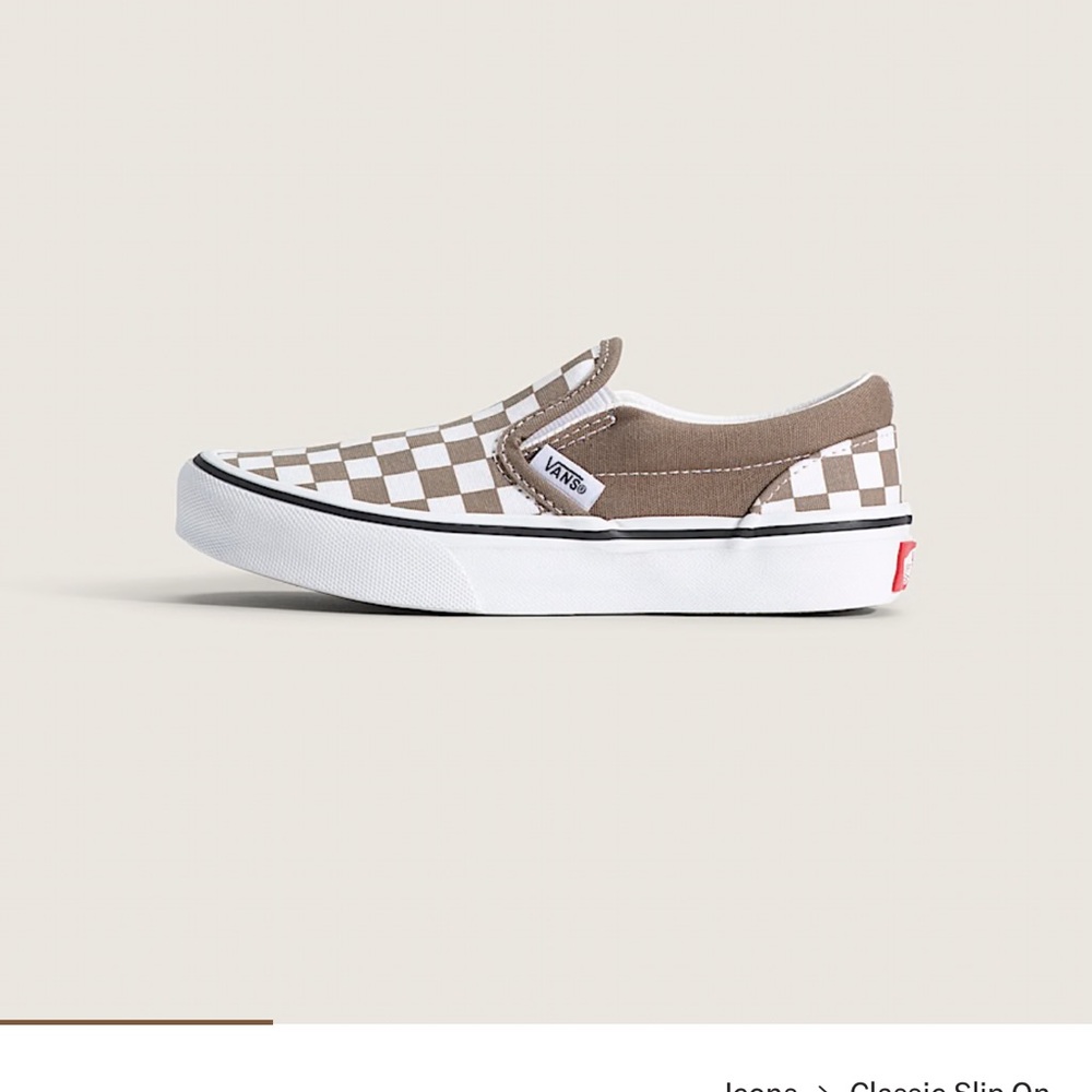 Vans Kids Slip-On Sneakers - Brown and White Checkered